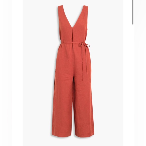 NEW JOIE - Brier cropped pleated linen jumpsuit - Picture 2 of 7